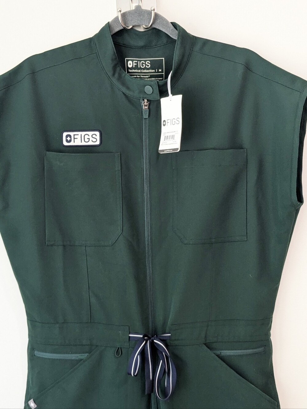 FIGS Rafael Cargo Racing Jumpsuit In British Racing Green - Picture 2 of 9